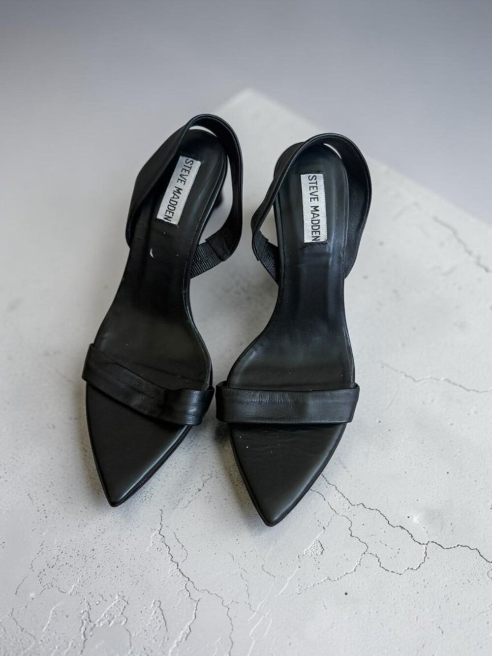 STEVE MADDEN Black Slingback Leather Heels Size 8
